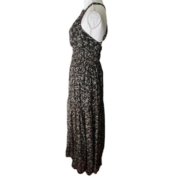 Magali Pascal Augustine Maxi Dress Size Small Black Floral Lurex Halter Tiered - Picture 4 of 12
